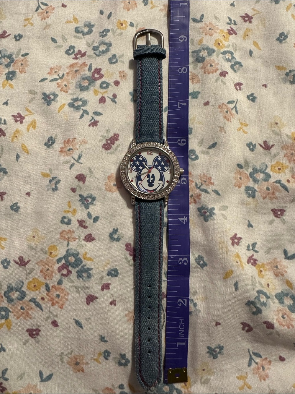 Disney Denim Blue Strap Watch with Silver Case Back